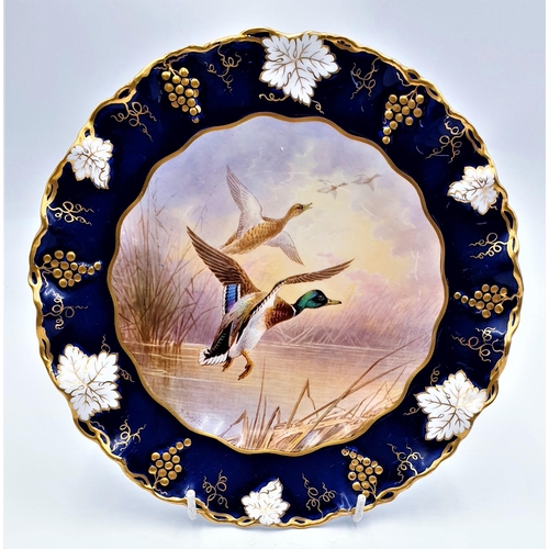 72 - ROYAL CROWN DERBY CHINA (19th Century) 22cm Dia (Hand Painted) MALLARD DUCK PLATE