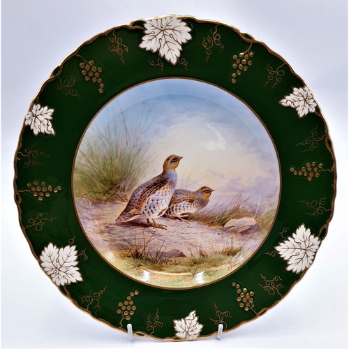 75 - ROYAL CROWN DERBY CHINA (19th Century) 26cm Dia (Hand Painted) PARTRIDGE PLATE