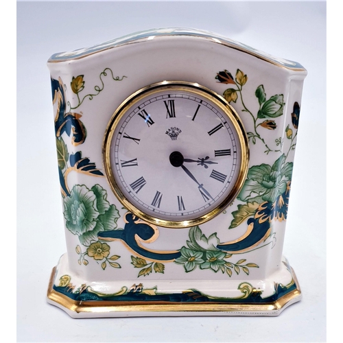 97 - MASON'S IRONSTONE 12cm x 13.5cm MANTLE CLOCK IN THE CHARTREUSE DESIGN