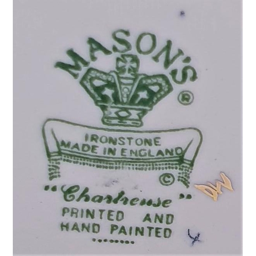 97 - MASON'S IRONSTONE 12cm x 13.5cm MANTLE CLOCK IN THE CHARTREUSE DESIGN