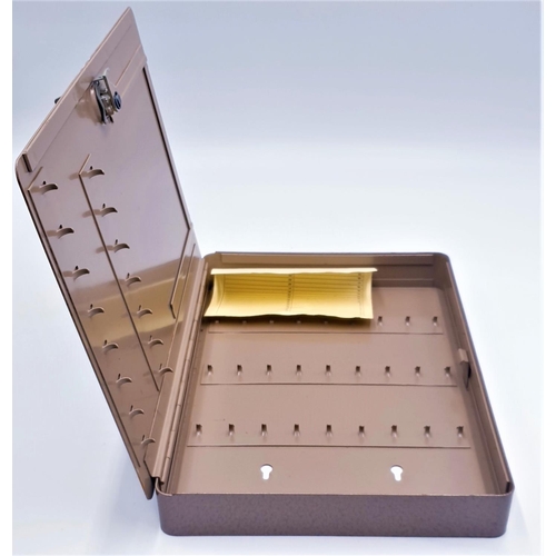 756 - METAL 34cm x 24cm WALL KEY BOX With Key