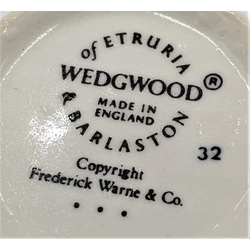 771 - WEDGWOOD CHINA BEATRIX POTTER TEAPOT, CUP, SAUCER, MILK, SUGAR & EGG CUP 'PETER RABBIT'