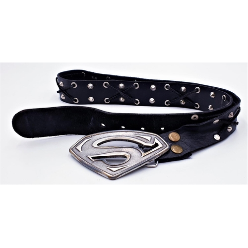 100 - LEATHER  (110cm) SUPERMAN BELT And BUCKLE (Old)