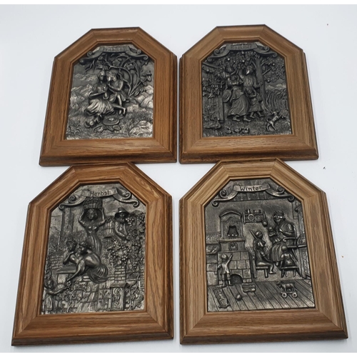 217 - PEWTER 19cm x 14cm  PLAQUES (4) 