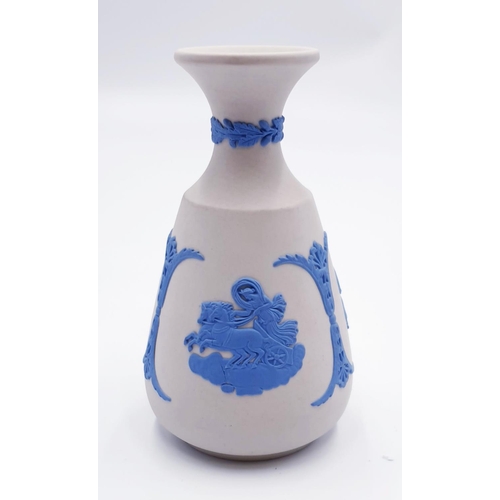 232 - WEDGWOOD WHITE/BLUE JASPER WARE 12cm  VASE