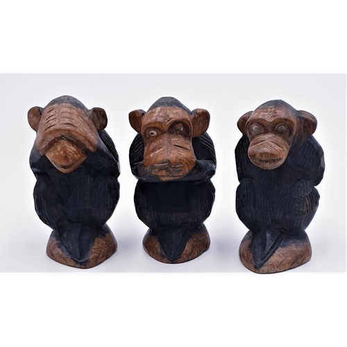 59 - WOODEN (Hand Carved) 10cm MODELS OF THE THREE WISE MONKEY'S