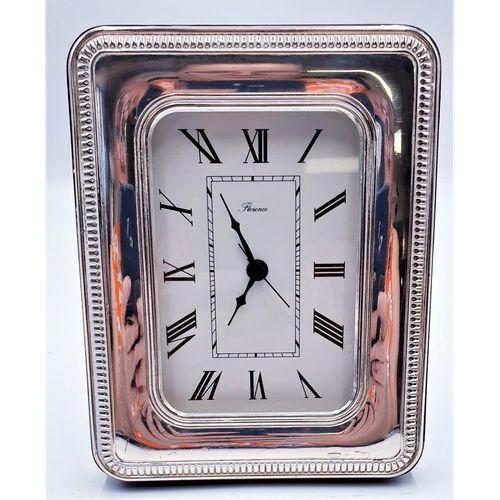 77 - SILVER LINED (925) 18cm x 14cm DESK CLOCK