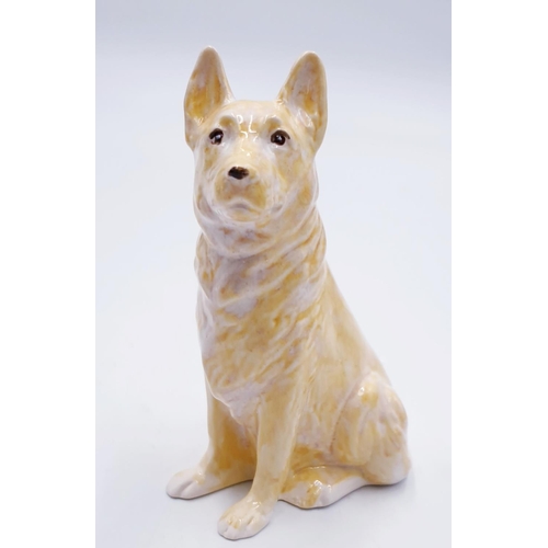 87 - ANITA HARRIS ART POTTERY 12.5cm ALABASTER EFFECT MODEL OF A GERMAN SHEPHERD (Signed In Gold By Anita... 