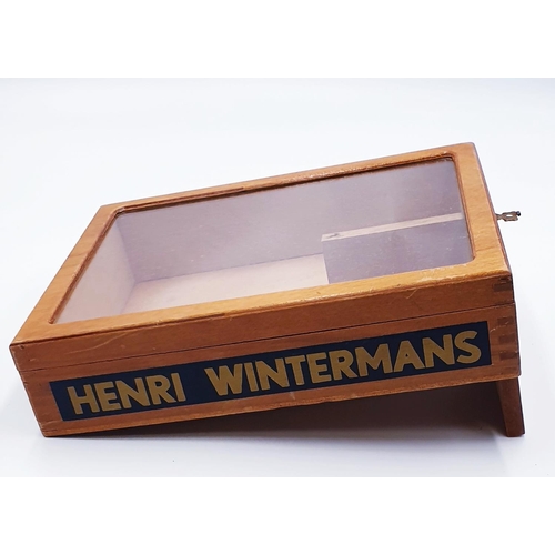 491 - HENRY WINTERMAN'S WOODEN CIGAR ADVERTING BOX With STAND