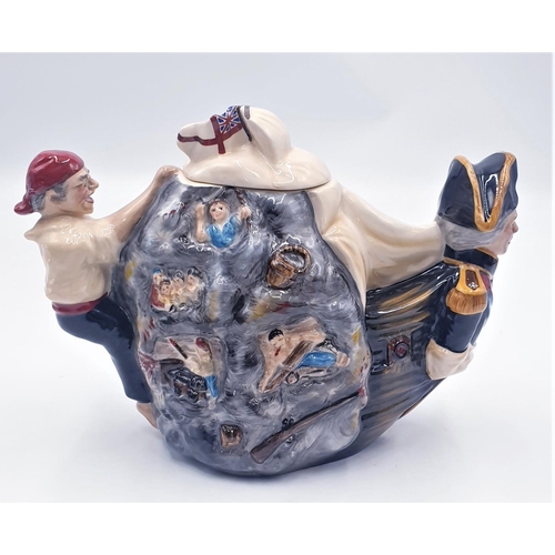 542 - CERAMIC Large 24cm x 17cm NOVELTY TEAPOT FASHIONED AS H.M.S. TRAFALGAR (Trial Piece Dated April 2012... 