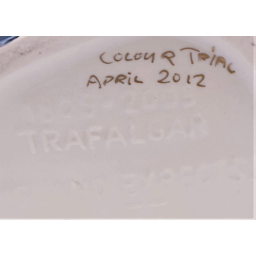 542 - CERAMIC Large 24cm x 17cm NOVELTY TEAPOT FASHIONED AS H.M.S. TRAFALGAR (Trial Piece Dated April 2012... 