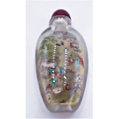 601 - ORENTAL CHINESE REVERSE PAINTED SNUFF BOTTLE  (Old)