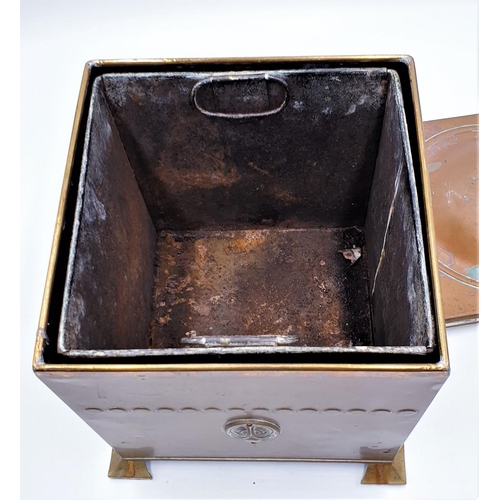 611 - BRASS SQUARE COAL SCUTTLE And LINER (Please Note This Lot WILL NOT BE PACKED OR SHIPPED...COLLECT ON... 