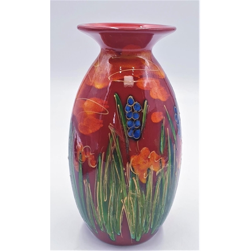 619 - ANITA HARRIS ART POTTERY 21cm MINOS VASE Depicting A BUNNY SNIFFING A DAFFODIL (Signed In Gold By An... 