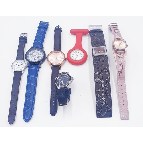 102 - WRIST WATCHES (6) Plus NURSES WATCH