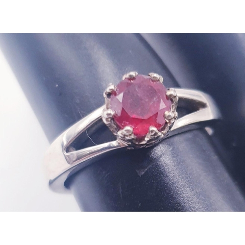 110 - STERLING SILVER ROMULUS 1.00ct 6mm x 6mm ROUND SHAPED OCTAVIAN GARNET STONE SET RING (Limited Editio... 