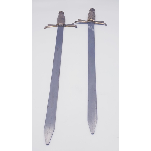 125 - BRASS  / STEEL 68cm WALL HANGING SWORDS (Pair)  (Please Note This Lot WILL NOT BE PACKED OR SHIPPED.... 