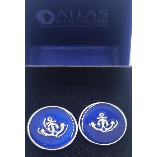 165 - ATLAS EDITIONS CUFFLINKS With ANCHOR MOTIFS (Original Box)