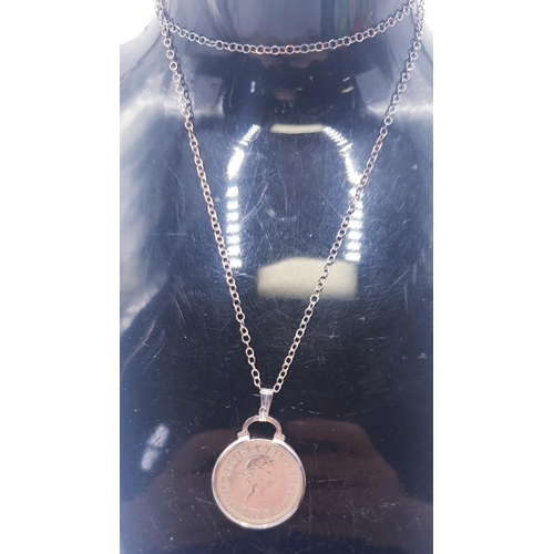 169 - 1962 SIXPENCE PENDANT ON A 46cm NECK CHAIN (Boxed)