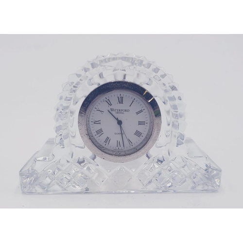 173 - WATERFORD CRYSTAL Miniature 6.5cm x 10cm DESK CLOCK (Found To Be Working When Photographed)