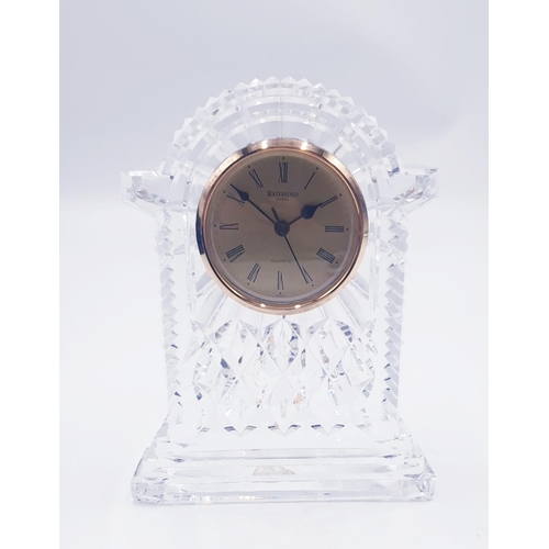 174 - WATERFORD CRYSTAL Large 18.5cm x 14cm MANTLE CLOCK (Chipped)