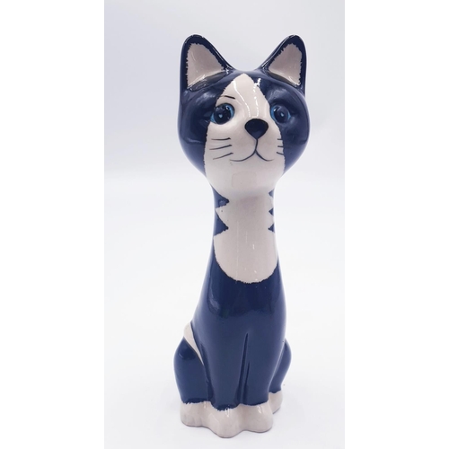 69 - LORNA BAILEY 19cm MODEL OF A BLACK / WHITE CAT Signed By Lorna Bailey