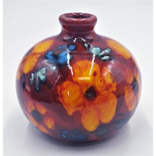 85 - ANITA HARRIS ART POTTERY 10cm MARAKESH VASE IN THE FLORAL MEDLEY DESIGN (Signed In Gold By Anita Har... 