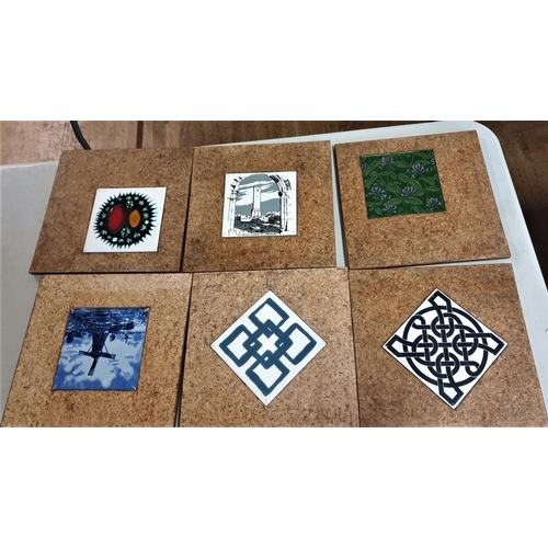 91 - CORK 30cm x 30cm  PLACE MATS (6) With INSET TILES