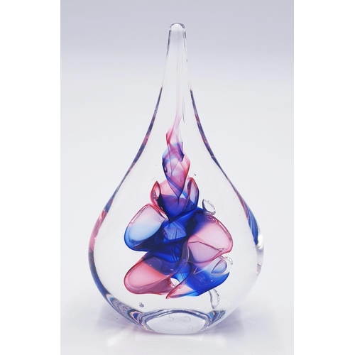 104 - GLASS 15cm TEARDROP PAPERWEIGHT