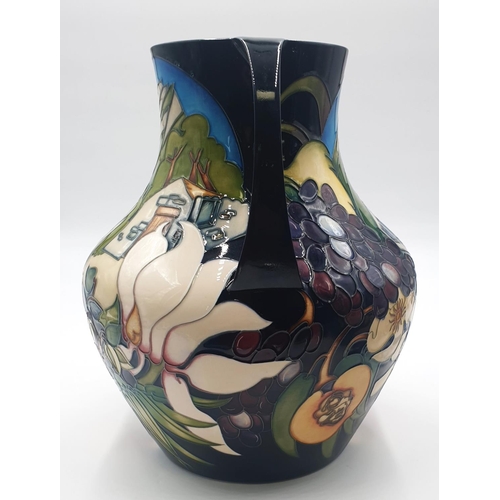 107 - MOORCROFT Large 33cm TWIN HANDLED VASE By Designer  Emma Bossons (Trial Piece, Red Dot) (Please Note... 