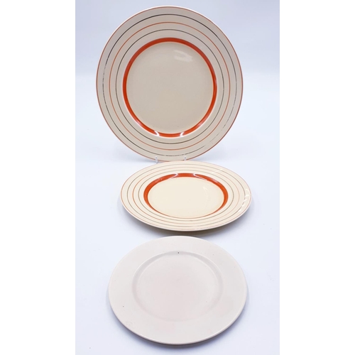 149 - CLARICE CLIFF PLATES (3) (Largest Is 25.5 cm Dia) (Bit Of Crazing)