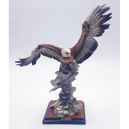 163 - CAPODIMONTE 11.5cm MODEL OF AN EAGLE MOUNTED ON A WOODEN PLINTH Signed