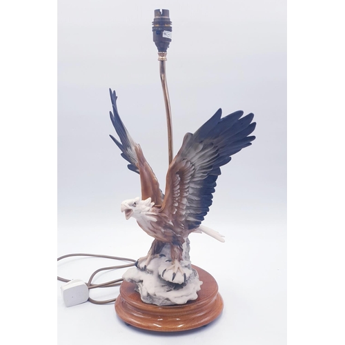 167 - CAPODIMONTE Extra Large 51cm FIGURAL LAMP BASE FEATURING A MODEL OF AN EAGLE Signed (Please Note Thi... 