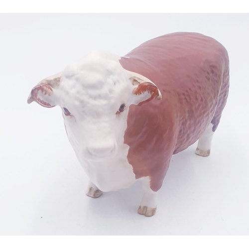 756 - BESWICK Large 10.8cm MODEL OF A HEREFORD BULL (1st Version) Model No 1363A (Brown/White Matte Colour... 