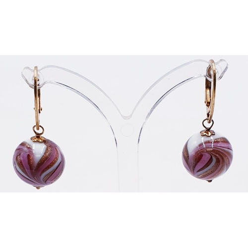 764 - SILVER GILT MURANO GLASS EARRINGS