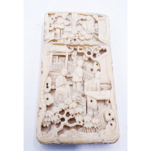 135 - CARVED BONE CHINESE CARD CASE