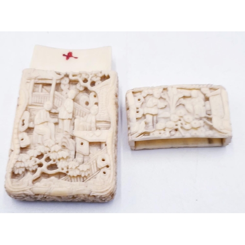 135 - CARVED BONE CHINESE CARD CASE