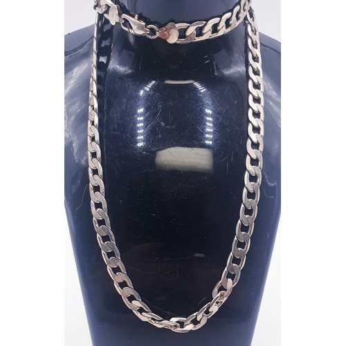 160 - WHITE METAL (Marked 375) Extra Long 61cm NECK CHAIN  With LOBSTER CLAW CATCH (Total Weight 48.3 Gram... 