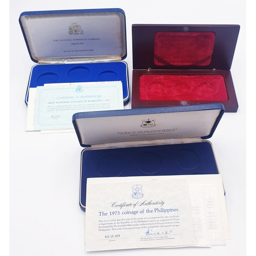 231 - COIN BOXES (3) HEILONGJIANG UNIVERSITY 1941-2001 (With Paperwork) NATIONAL COINAGE OF BARBADOS (With... 