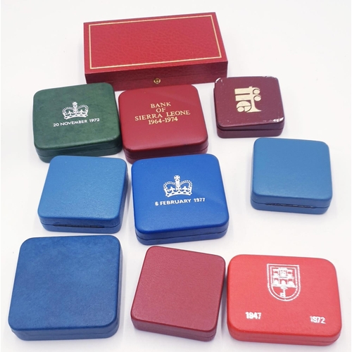 240 - ROYAL MINT COIN COLLECTORS BOXES (10) Some With Certificates, One A Multi Red Leather Effect Box