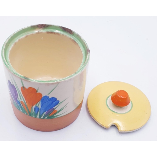 337 - NEWPORT POTTERY LIDDED POT IN THE CROCUS DESIGN By Designer Clarice Cliff CLARICE CLIFF (Age Related... 