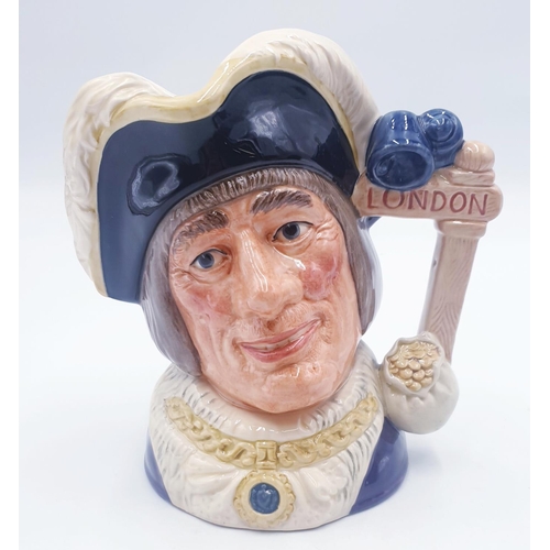 345 - ROYAL DOULTON Large 19cm CHARACTER JUG 'DICK WHITTINGTON-LORD MAYOR OF LONDON' (Handle: Sign Post To... 