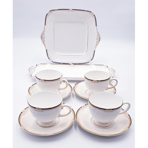 77 - WEDGWOOD CHINA CUPS & SAUCERS (4) , BREAD & BUTTER PLATE Plus SANDWICH PLATE IN THE CAVENDISH DESIGN