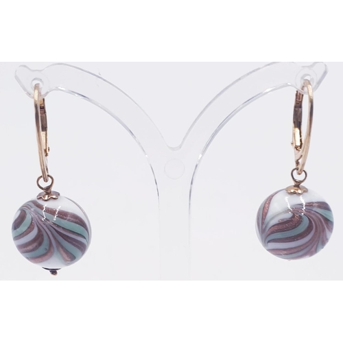 82 - MURANO GLASS / SILVER (925) GOLD GILT EARRINGS