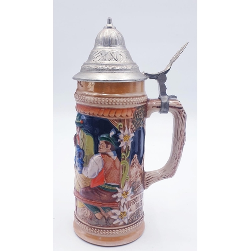 85 - GERZIT  (West Germany) 18cm LIDDED STEIN /TANKARD