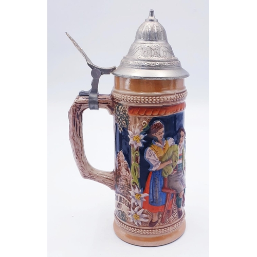 85 - GERZIT  (West Germany) 18cm LIDDED STEIN /TANKARD