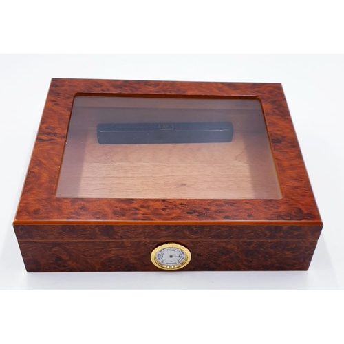 96 - GERMANUS HUMIDOR GLASS TOP HYGROMETER HUMIDIFIER CIGAR BOX