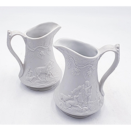 431 - PORTMEIRION Large 18cm PARIAN WARE CHERUB JUG Plus PORTMEIRION 11cm PARIAN WARE JUGS (2)