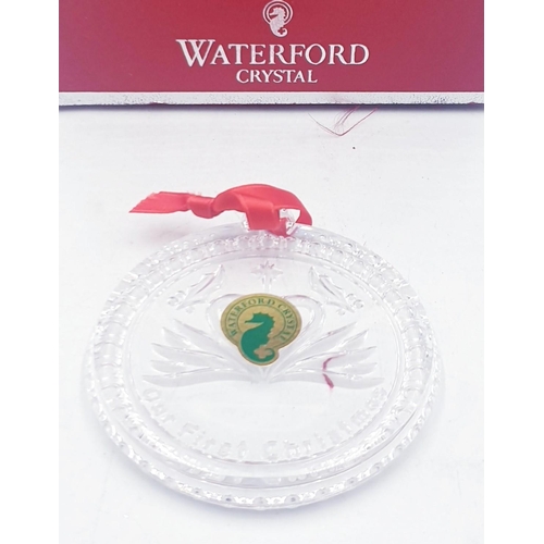 574 - WATERFORD CRYSTAL  CHRISTMAS TREE ORNAMENT 'OUR FIRST CHRISTMAS' (Original Box)