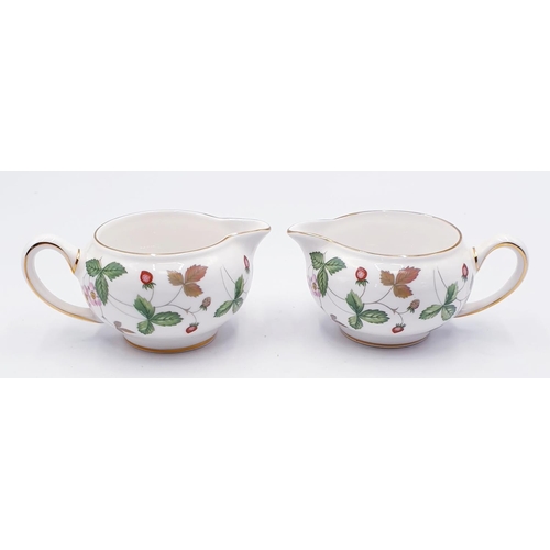 749 - WEDGWOOD CHINA CREAM JUGS (2) IN THE WILD STRAWBERRY DESIGN (Marked 2nds)